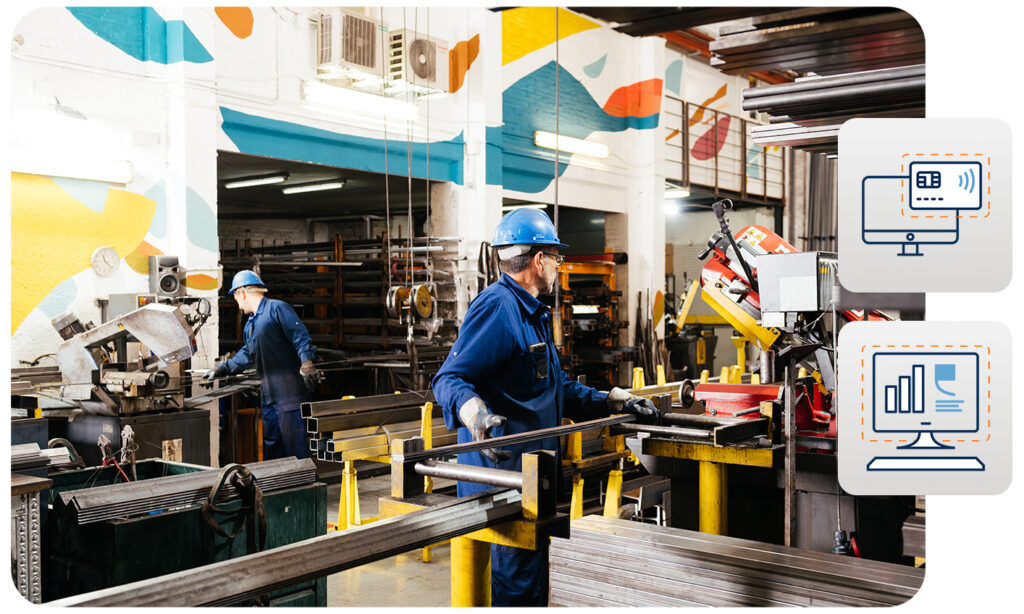 Two men working in a manufacturing workshop.