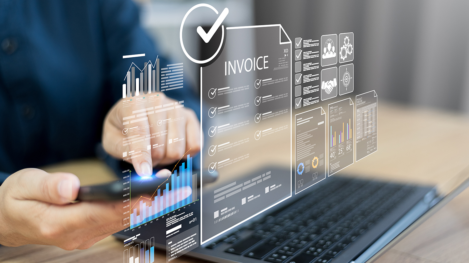 invoice overlay on computer